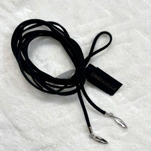 Cristabelle Black Suede and Acrylic Rhinestone Wrap Choker Necklace